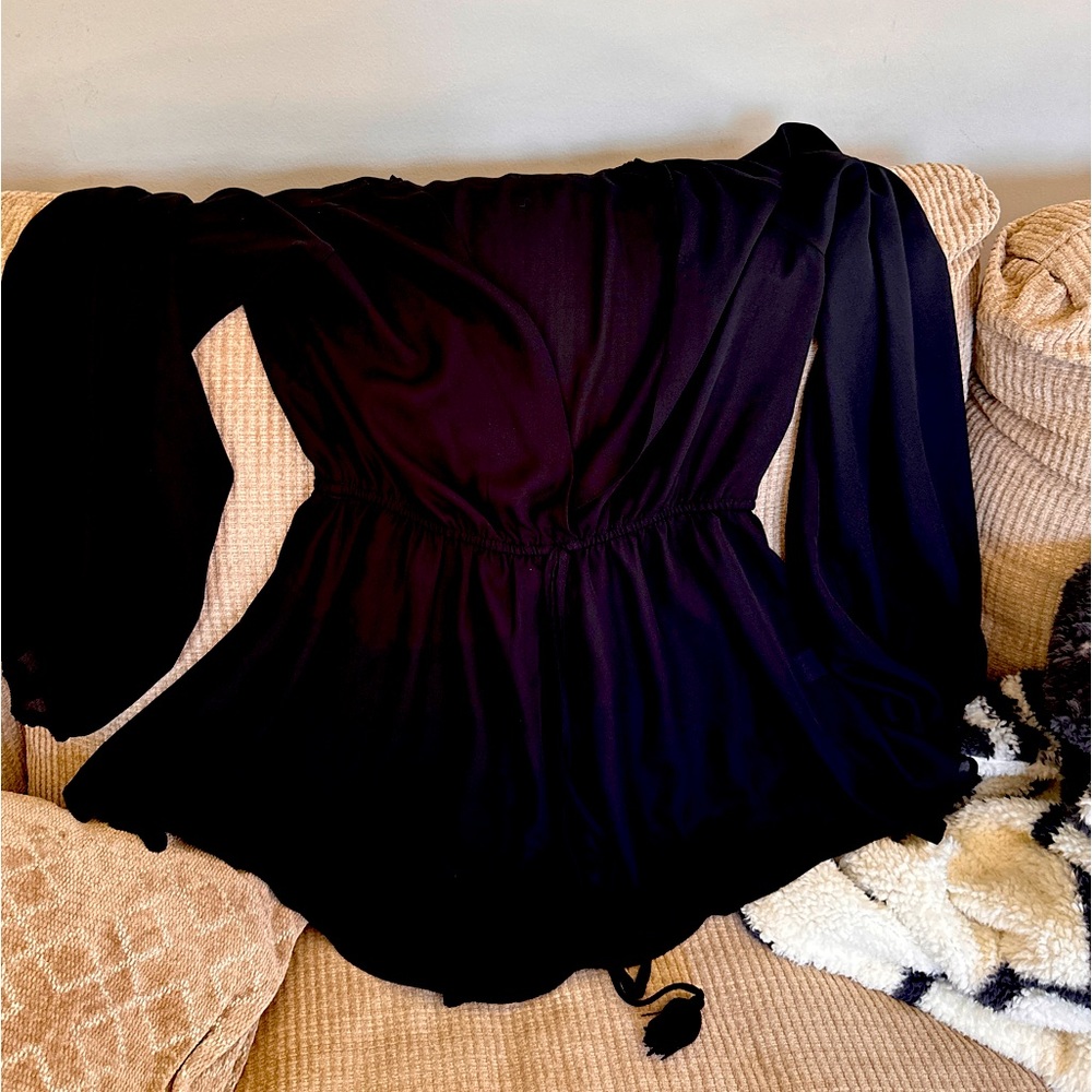 Nic & Joe Sheer Black Beach Romper cover up